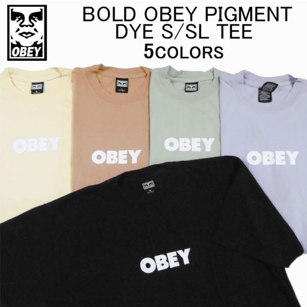 オベイ 半袖 Tシャツ OBEY BOLD OBEY PIGMENT DYE S/SL TEE ショートスリーブティーシャツ・カットソー・トップス・メンズ(男性用)