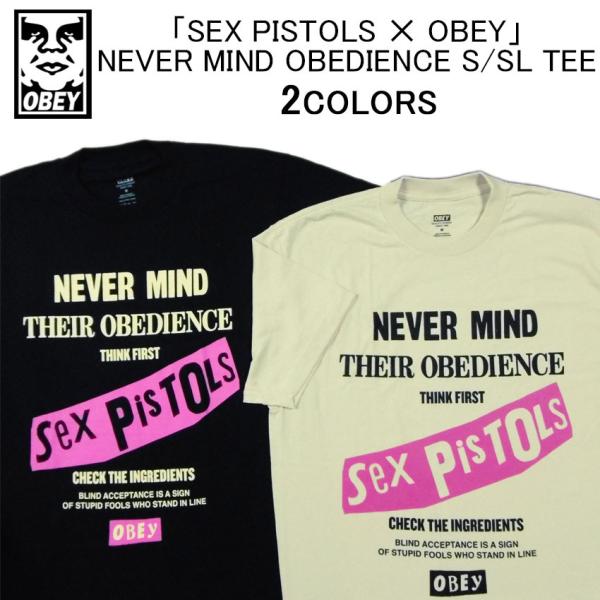 超限定！オベイ コラボ 半袖 Tシャツ OBEY NEVER MIND OBEDIENCE S/SL TEE ショートスリーブティーシャツ・カットソー・トップス・メンズ(男性用)