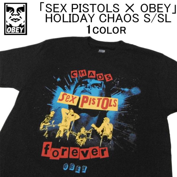 超限定！オベイ コラボ 半袖 Tシャツ OBEY HOLIDAY CHAOS S/SL TEE ショートスリーブティーシャツ・カットソー・トップス・メンズ(男性用)