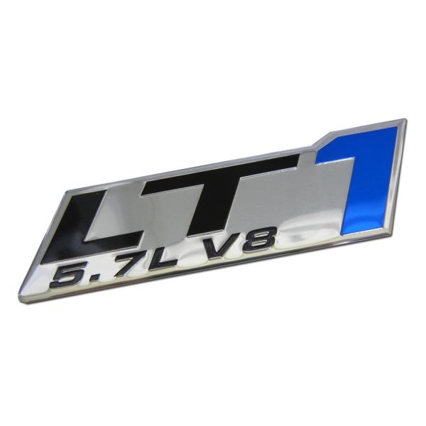 【並行輸入品】LT1 5.7L V8 Blue Engine Emblem Badge Highly Polished Aluminum Chr