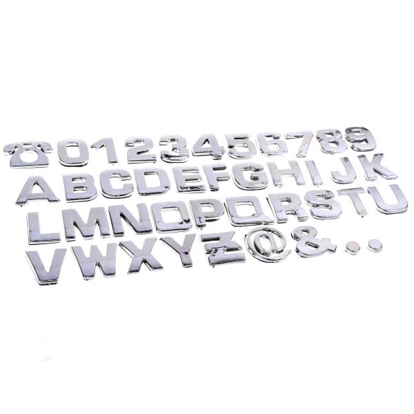 【並行輸入品】Cosmos 40枚 シルバートーン プラスチック 車 文字 数字 ステッカー 3D エンブレム トリム バッジ デカール ステッ