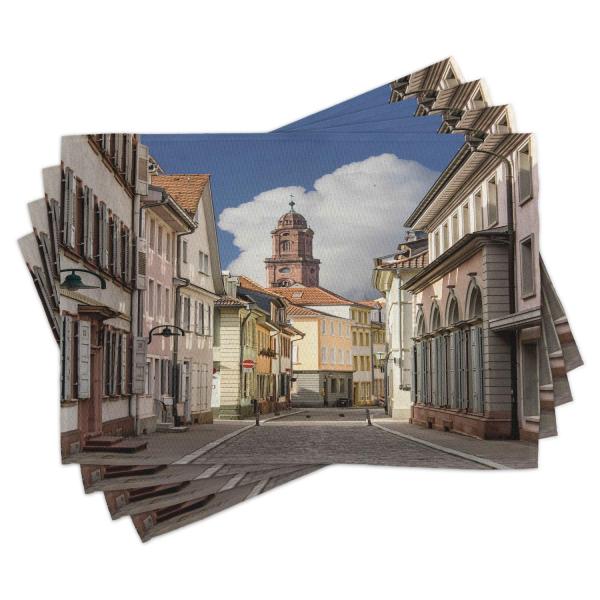 【並行輸入品】Ambesonne European Place Mats Set of 4, Heidelberg Old City Stre