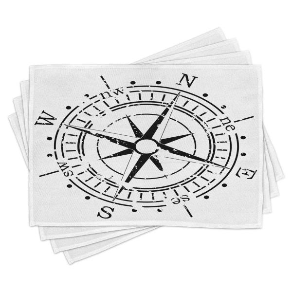 【並行輸入品】Ambesonne Compass Place Mats Set of 4, Monochrome Windrose with