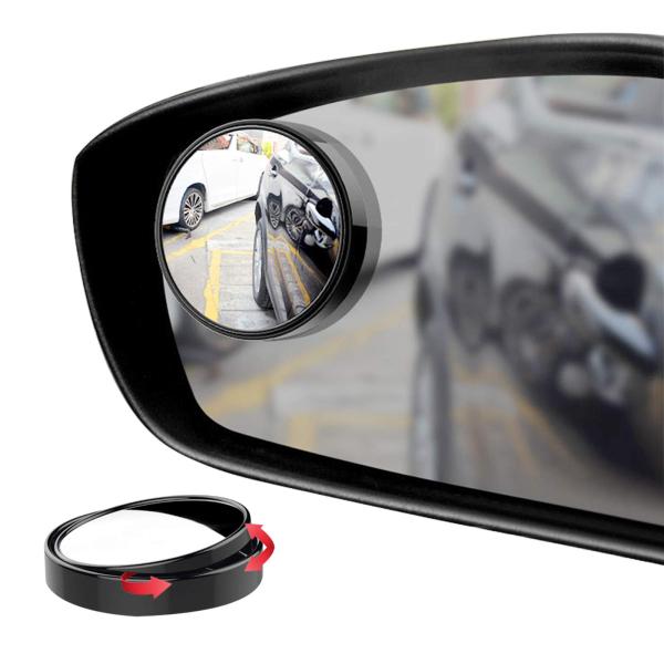 【並行輸入品】Ampper円形 車用 ブラインドスポットミラー, 360° 角度調整自由自在 バックミラー サイドミラー 補助ミラー(黒 2個)