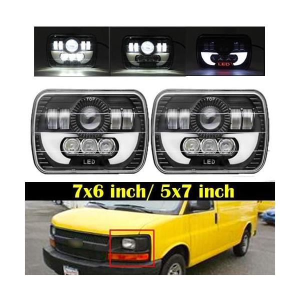 並行輸入品】7x6 5x7インチ LEDヘッドライト DRL & アンバー シボレー