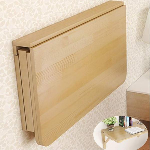 商品名パイン無垢材テーブル 壁掛け 折りたたみ式 シンプル 浮く 折りたたみ式 ノートパソコンデスク 省スペース 吊り下げ作業台 書斎 寝室 バスルーム バルコニー用ZYFA Solid Pine Wood Table,Wall Mount...