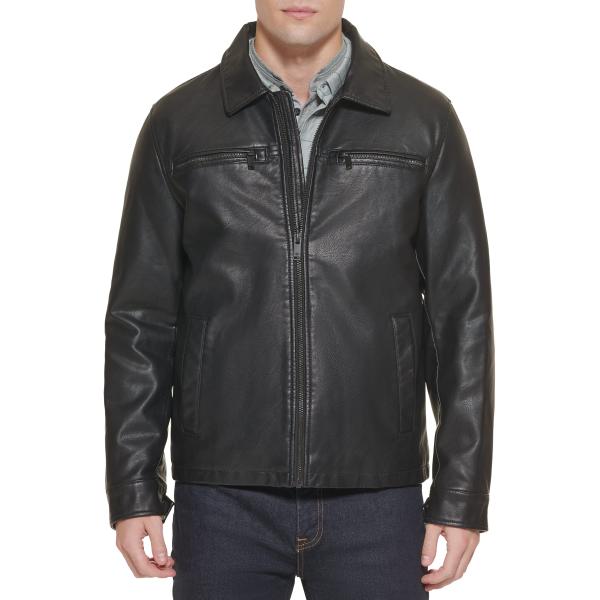 【並行輸入品】Dockers Men's James Faux Leather Jacket, Black w. Chest Zip, X L