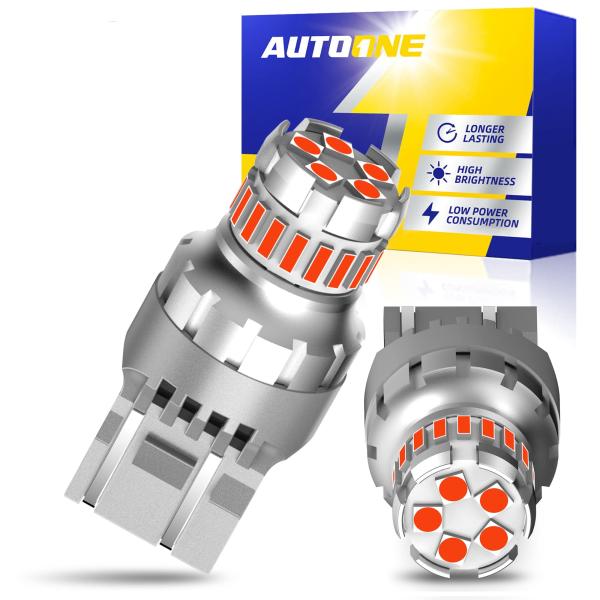 【並行輸入品】AUTOONE 7440 7443 LED Strobe Brake Light Bulb Red, 2800LM Flashin