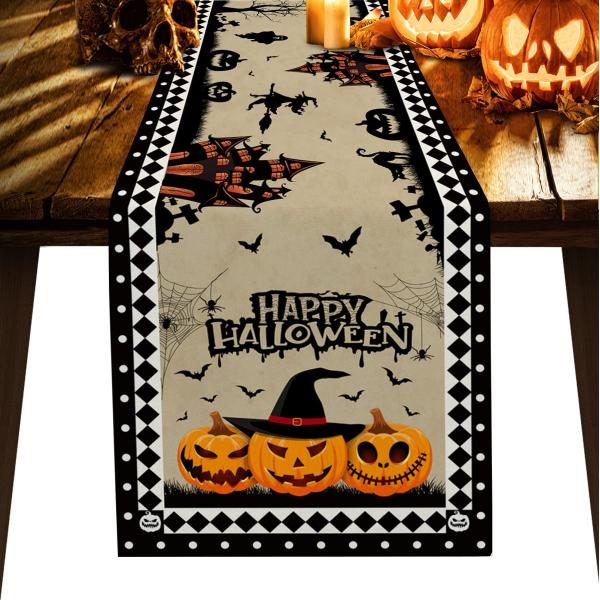 【並行輸入品】Halloween Table Runner 120 Inch Long, Haunted House Pumpkin Ta