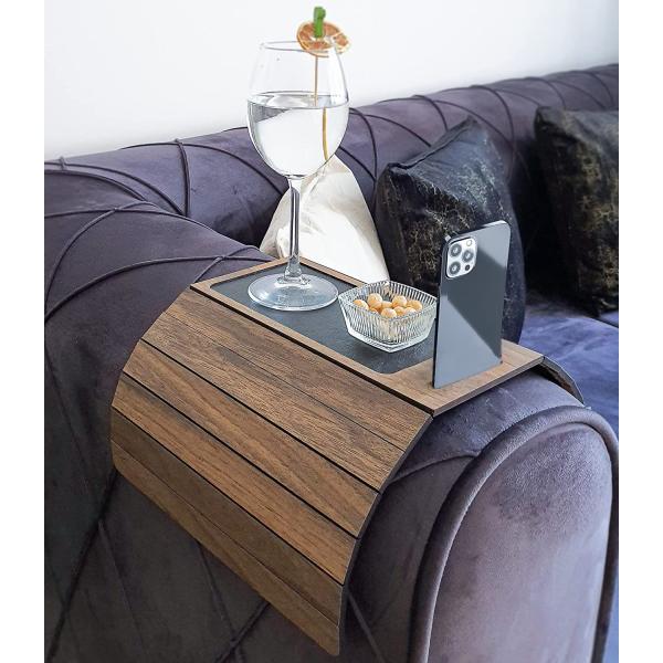 商品名: SAPPHIRE HOME 木製ソファアームトレイテーブル 折りたたみ式&amp;柔軟なカウチトレイ カップ メガネ リモコン 電話 カウチアームテーブル カウチアームレストテーブルに最適 (ブラウン) SAPPHIRE HOME...