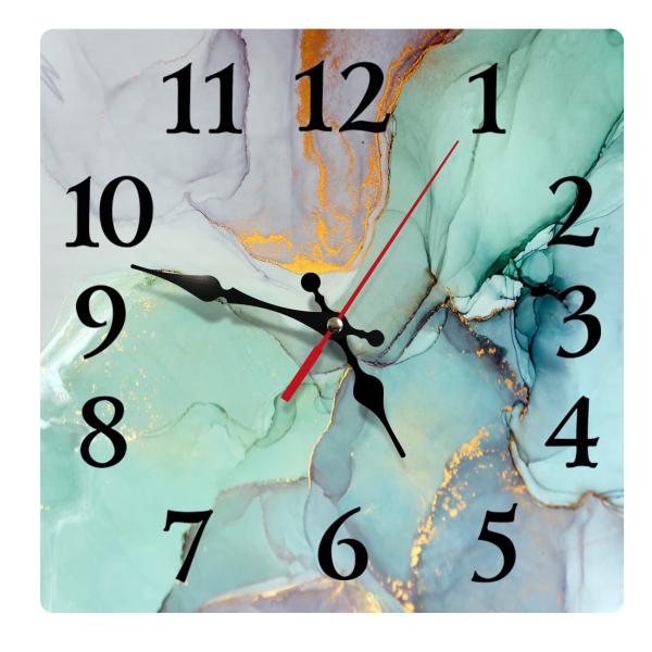 【並行輸入品】Wall Clock, Square Silent Non Ticking Clock 12 Inch, Watercolor