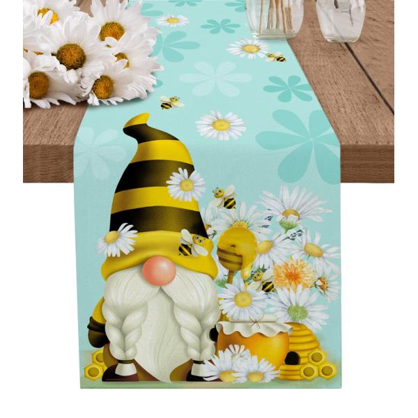 商品名:  Spring Bee Summer Gnomes Table Runner 36 Inches Long Cotton Linen Tablerunner Dresser Scarves,Honey Aqua Comb Dais...