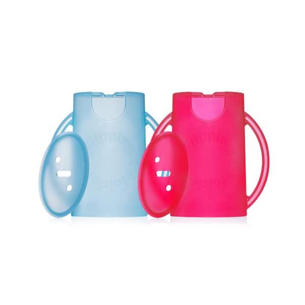 商品名: デラックス スクイーズプルーフ フリップホルダー (蓋つき2個パック) フードポーチ&amp;ジュースボックス用 - 多目的 - 汚れ防止&amp;自己給餌サポート - 握りやすいハンドル - 米国製 DELUXE Squeeze...