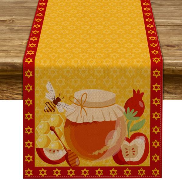 商品名:  Pudodo Shana Tova Table Runner Rosh Hashanah Jewish New Year Festival Holiday Party Kitchen Dining Room Home Decor...