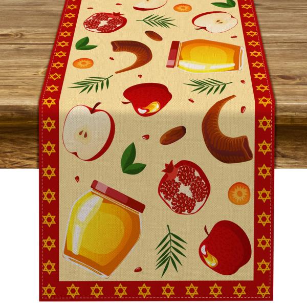 商品名:  Pudodo Rosh Hashanah Table Runner Shana Tova Jewish New Year Festival Holiday Party Kitchen Dining Room Home Decor...