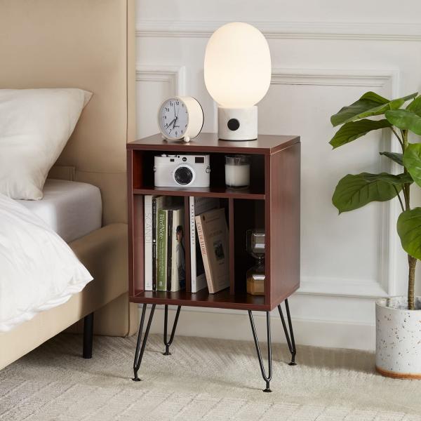 商品名: Soohow サイドテーブル 収納付き メタル脚付きエンドテーブル リビングルーム用レコードプレーヤーテーブル 寝室用ナイトスタンド ターンテーブルスタンド レコードプレーヤーキャビネット 収納付き カウチサイドテーブル Sooh...