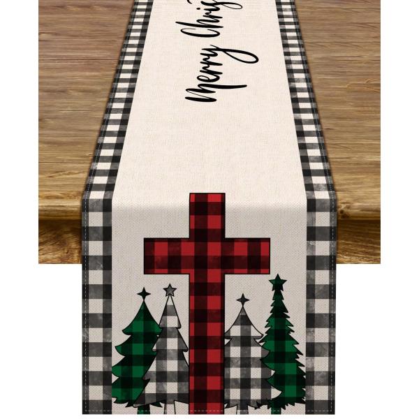 商品名: Pudodo メリークリスマス テーブルランナー エピファニー キリスト降誕 バッファロー チェック クリスマス ホリデー パーティー 暖炉 キッチン ダイニング ホームデコレーション Pudodo Merry Christmas...