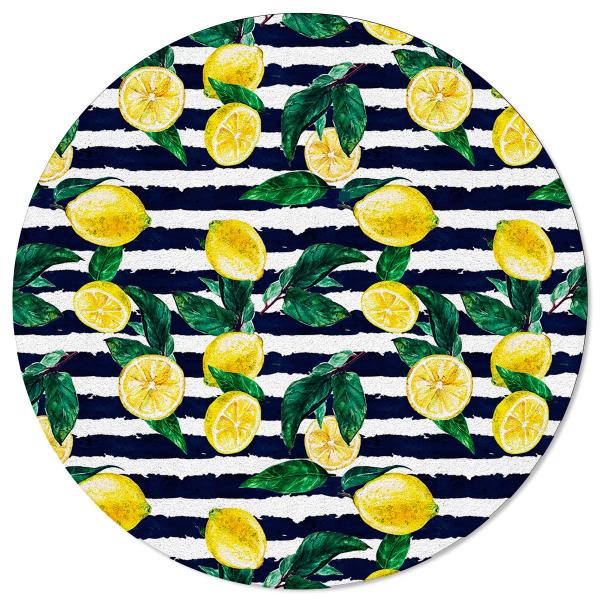 【並行輸入品】Round Area Rugs Yellow Lemons Super Soft Indoor Stain Proof Carp