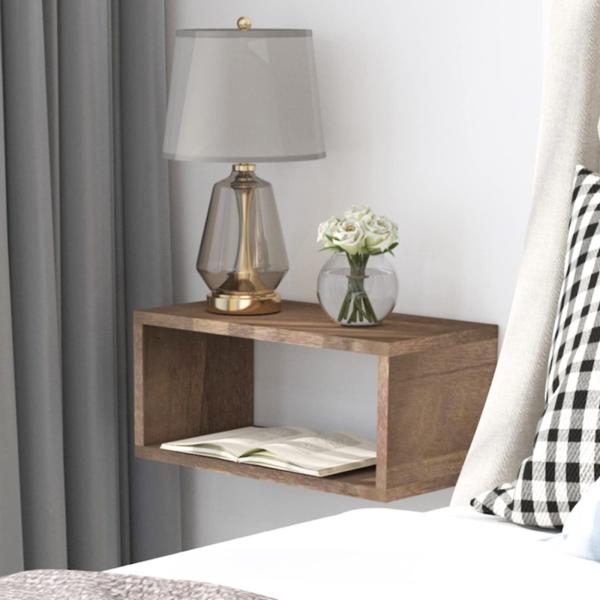 商品名: Adowes フローティングナイトスタンド 壁掛けナイトスタンド 木製ベッドサイドシェルフ 2段 フローティングシェルフ 寝室 リビングルーム 風化ウォルナット Adowes Floating Nightstand 2 Tier ...