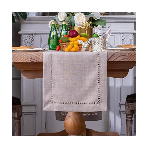 商品名:  SUTAVIA Hemstitch Natural Beige Napkins/Table Runner Hand-Made Dresser Scarf Rectangular Rustic Farmhouse Decor Ta...