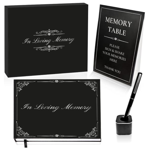 商品名: VEX ECOM LTD. 葬式ゲストブック メモリアルサービスセット ペンスタンド付き 人生の祝いの装飾 ハードカバー 葬儀用ゲストブック ペン ペンスタンド テーブルサイン ボックス付き VEX ECOM LTD. Funer...