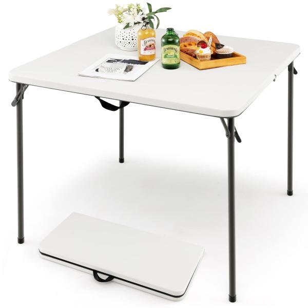 美品】Cosco ブラウン 正方形 折りたたみテーブル 34インチ