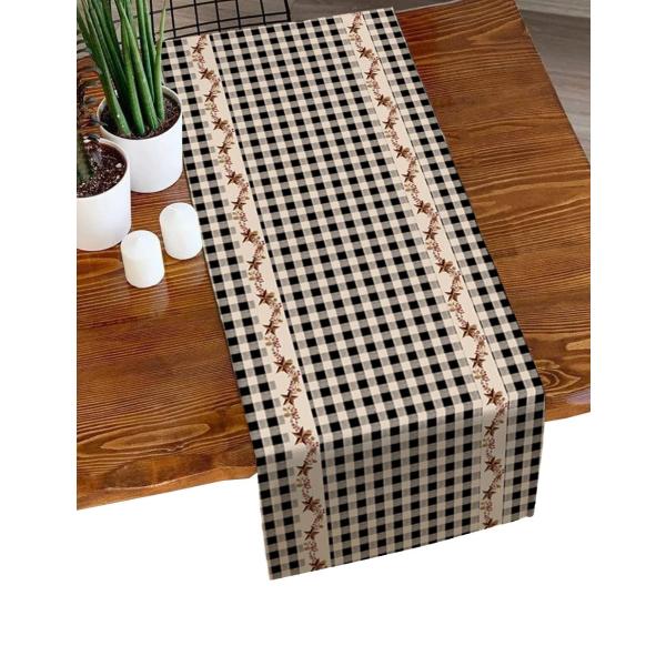 商品名:  Table Runner,Country Star Berry Vines Black Checker Cotton Linen Waterproof Table Runners 13x36 Inch,Farmhouse Sty...