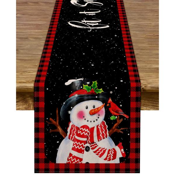 商品名:  Pudodo Let It Snow Table Runner Buffalo Plaid Check Winter Christmas Holiday Party Fireplace Kitchen Dining Room H...