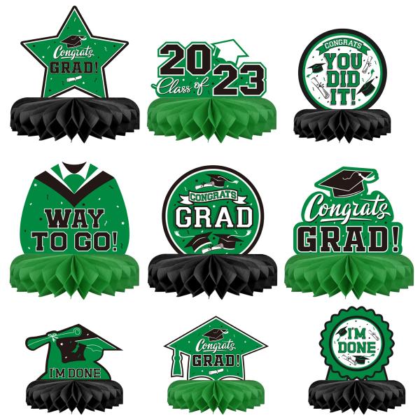 商品名: Gatherfun 卒業パーティーデコレーション 9点セット 2023年卒業祝 卒業祝 ハニカムテーブルトッパー 卒業パーティー用品（グリーン、ブラック） Gatherfun 9PCS Graduation Party Decor...