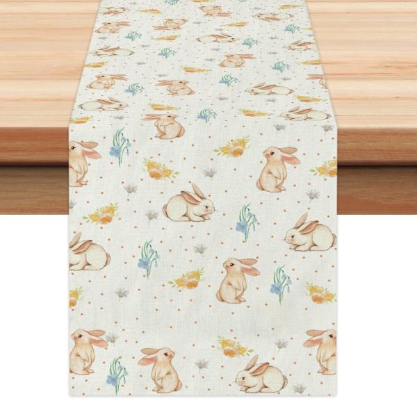 商品名: ARKENY イースターテーブルランナー 72インチ ウサギ コーヒー ホーム ダイニング 屋内 季節 春 休日 農家 卓上 装飾 AT366 ARKENY Easter Table Runner 72 Inches, Rabbi...