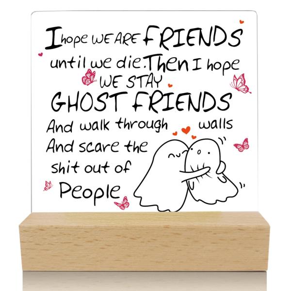 商品名: INFUNLY 親友 女性 誕生日ギフト インスピレーションを与える引用句 デスク装飾ギフト 木製スタンド付きポジティブサイン ホーム オフィス デスク装飾 友人に INFUNLY Best Friends Women Birth...