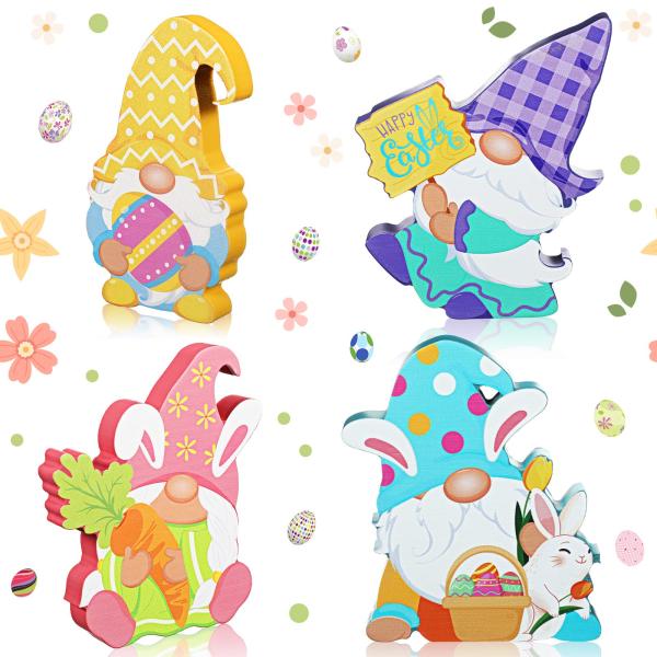 商品名: Marsui イースターテーブルデコレーション クラシック木製ノームプラーク 木製自立テーブル イースターパーティーデコレーション ホームテーブル装飾 春の木製ノームサイン 木製オーナメント Marsui 4 Pieces Eas...