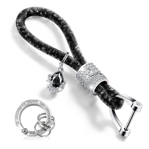 【並行輸入品】QODOLSI クリスタルカーキーチェーン 女性用 キラキラ光るラインストーンキーホルダーリングアクセサリー ファッショナブルな車