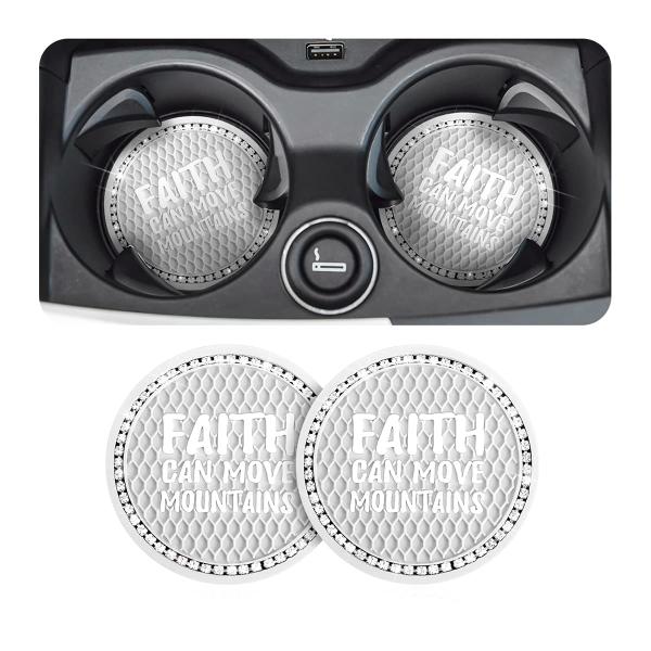【並行輸入品】キラキラ カーカップホルダー コースター 2個 クリスタルラインストーン 滑り止めカップホルダーインサートコースター 2.75イン