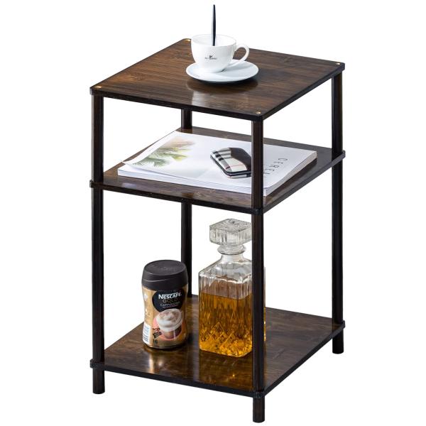 商品名:  Bamboo Nightstand End Table - 3-Tier Walnut-Colored Side Table with Modern Design for Home, Bedroom, Office, and D...