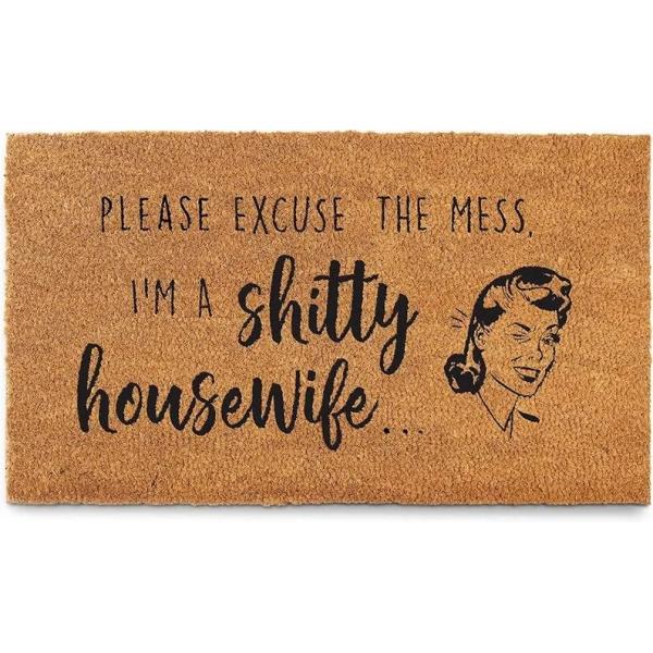 【並行輸入品】Please Excuse The Mess I'm A Shitty Housewife Non Slip Rubber Bac 並行