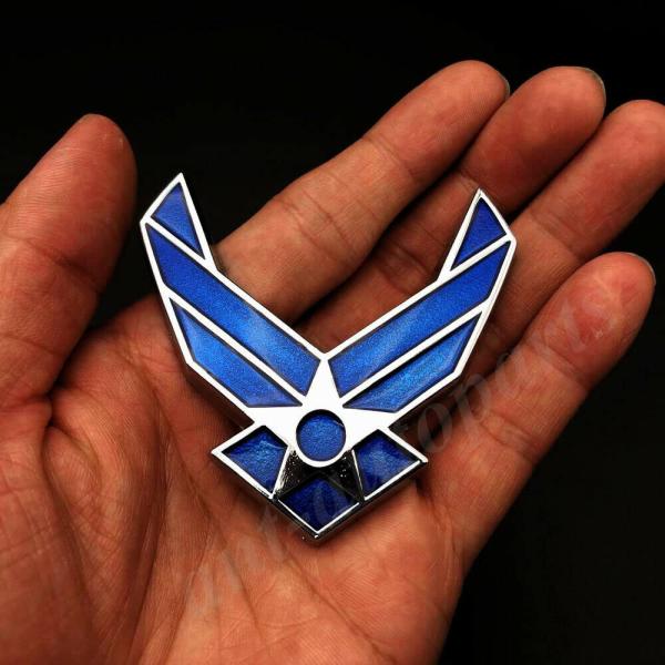 【並行輸入品】1Pc US Air Force Car Emblem 3D Metal Blue Wings Badge Premium Ca