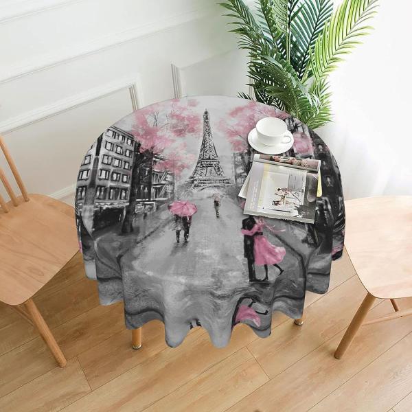 【並行輸入品】EWMAR Paris Street Tower Pink Floral Decorative Round Table Cloth