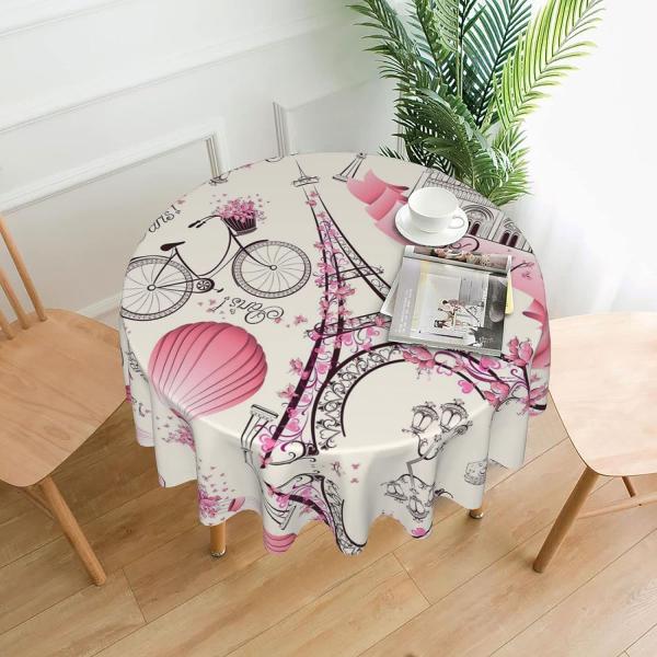 【並行輸入品】EWMAR Romantic Paris Tower Bicycle Decorative Round Table Cloths