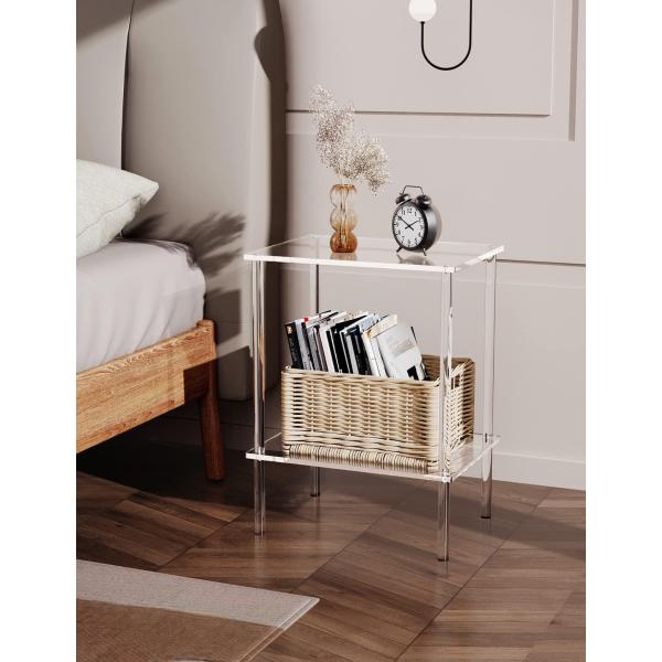 商品名: solaround 小さなアクリル製サイドテーブル リビングルーム用 ナイトスタンド/ベッドサイドテーブル 寝室用 ホームデコレーション ディスプレイエンドテーブル (1パックスモール) solaround Small Acryl...