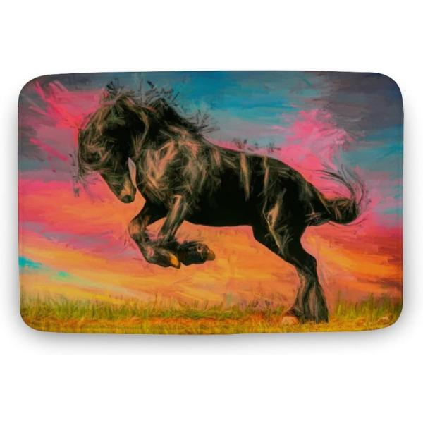 【並行輸入品】Black Horses Bathroom Rug Mat Extra Soft and Absorbent Microfibe