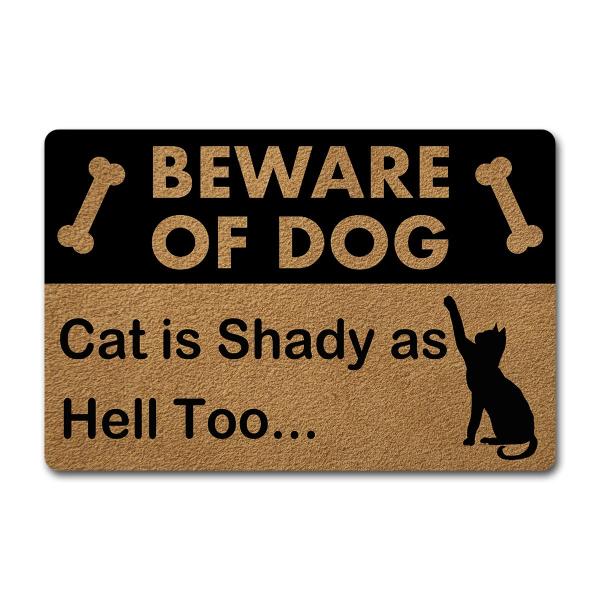 【並行輸入品】MjiejieM Funny Mats Beware of The Dog The Cat is Shady as Hell T