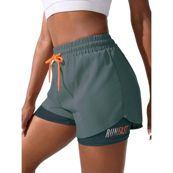 【並行輸入品】YOAKUKA Women's 2 in 1 Workout Shorts Gym Workout Yoga Running B
