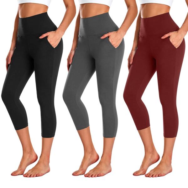 【並行輸入品】NEW YOUNG 3 Pack Leggings for Women with Pockets High Waisted Tu