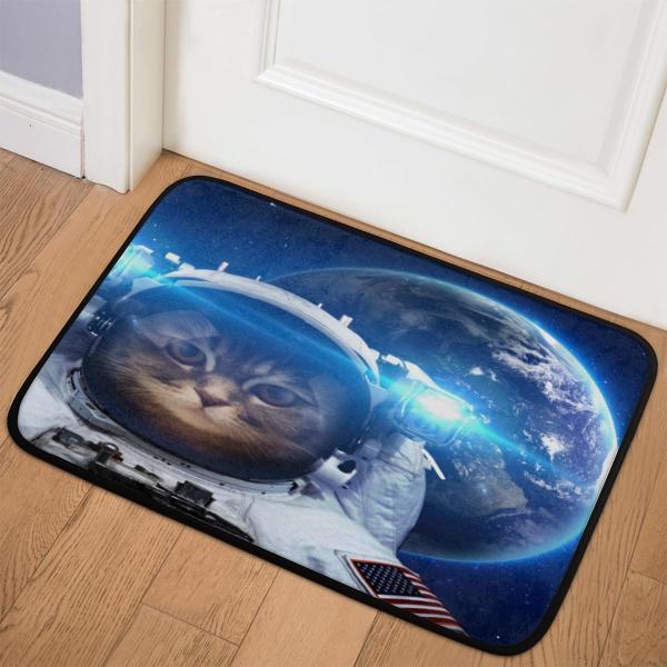 【並行輸入品】Space Cats Door Mat Indoor Entrance Welcome Mat Non Slip Low Pro