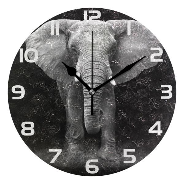 【並行輸入品】ALAZA White Elephant Portrait Wall Clock Non Ticking Decorative
