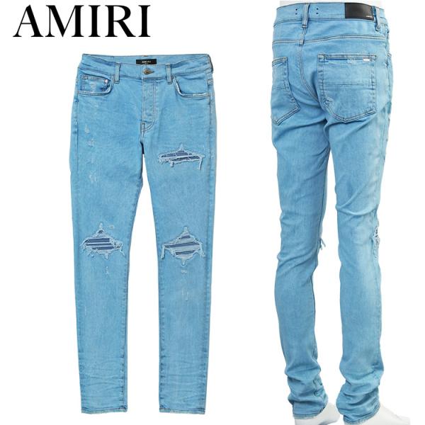 AMIRI ダメージ加工 ライトブルージーンズ AMIRI（アミリ） AMDNSY1022 ASHLEY_BLUE Overdyed Mesh MX1 JEAN