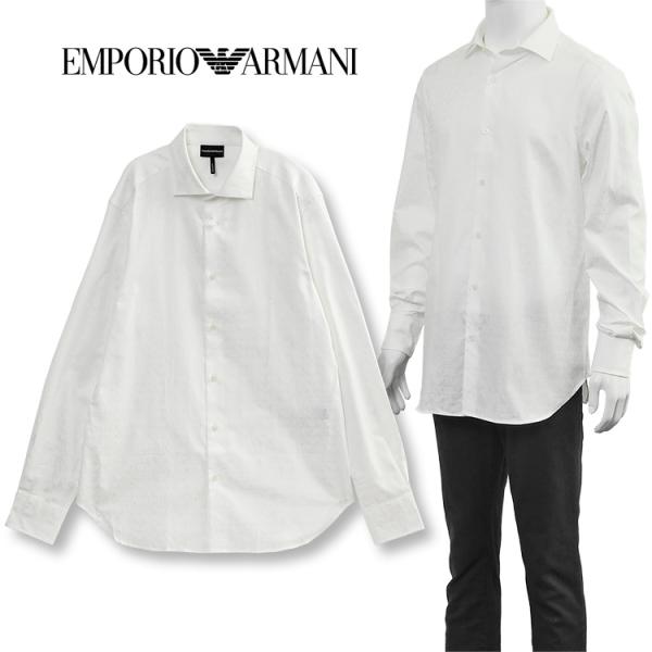 EMPORIO ARMANI アルマーニ 総柄 シャツ ポプリン製 エンボスEA EMPORIO ARMANI アルマーニ 総柄 シャツ ポプリン製 エンボスEA