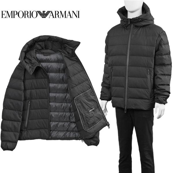 EMPORIO ARMANI アルマーニ メンズ 総柄 ダウン フード付き ナイロン