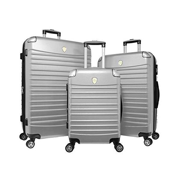 World Traveler Expedition 3 Piece Hardside Spinner Luggage Set Silver 並行輸入品 Novatic Vn